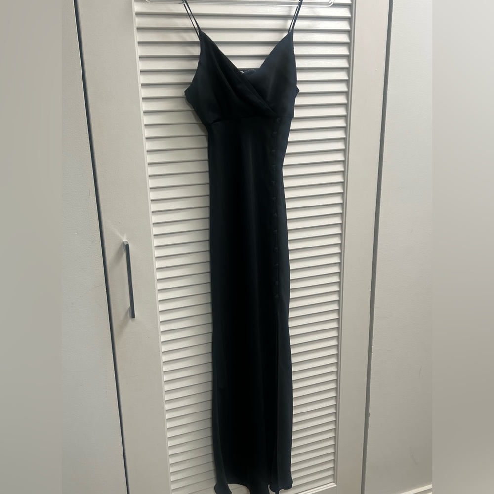 Black silky dress beautiful and in great condition.